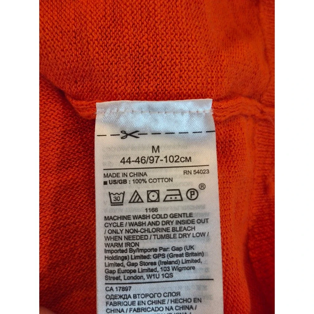 Banana Republic Mens Orange Cotton Slub Raglan Crewneck Sweater Medium Preppy
